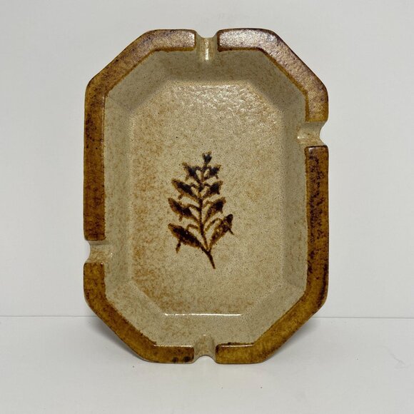 Pottery Craft Other - Pottery Craft Ceramic Mid Century Modern Ashtray Made In USA Tan Leaf Design